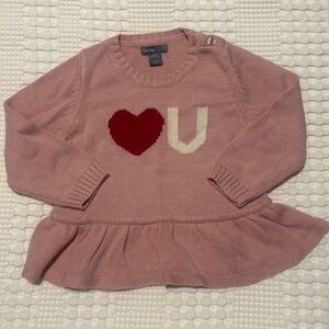 Baby Gap Pink Heart U infant girls sweater, sz. 18-24 mos. NWT